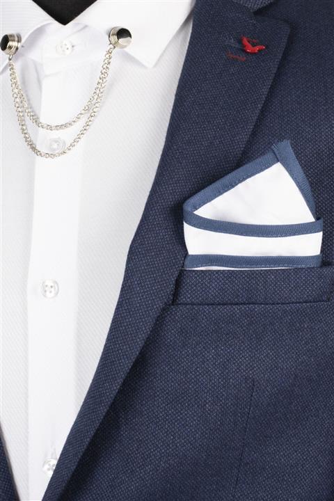 DeepSEA Erkek Açık Lacivert Kenarı Biyeli Yaka Mendil