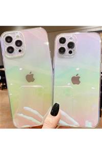 Miscase Iphone 11 Pro Max Uyumlu Şeffaf Parlak Holografik Kamera Korumalı Kılıf Rainbow Case