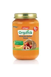 Milupa Organik Elma Muz Şeftali Püresi Kavanoz Maması 200 Gr