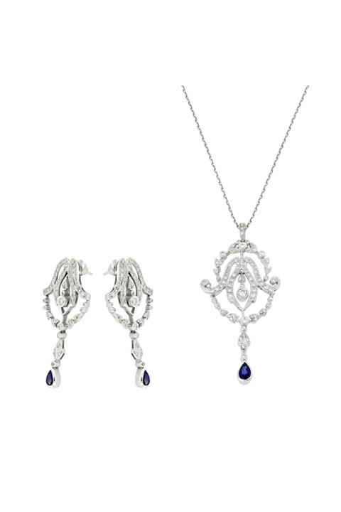 Tuğrul Kuyumculuk Kadın 1.84 Karat Safir Pırlantalı Set