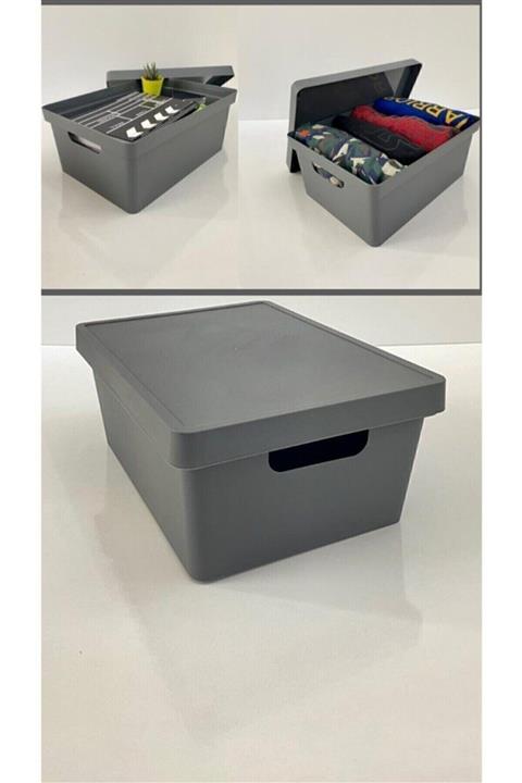 Vakia 5 Adet 10 Litre Kapaklı Kutu Organizer Düzenleyici