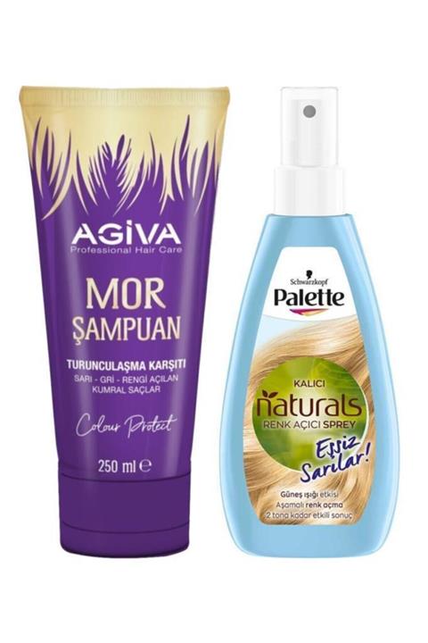 Schwarzkopf Palette Renk Açıcı Sprey Mor Şampuan Saç Bakım Seti