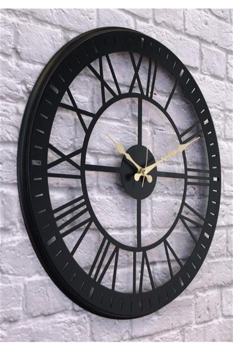 Markakanvas Siyah Metal Duvar Saati Çap 50 cm