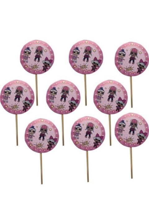 Dipak Pembe Renk Lol Bebek Pasta Üstü Kürdan 20 Adet