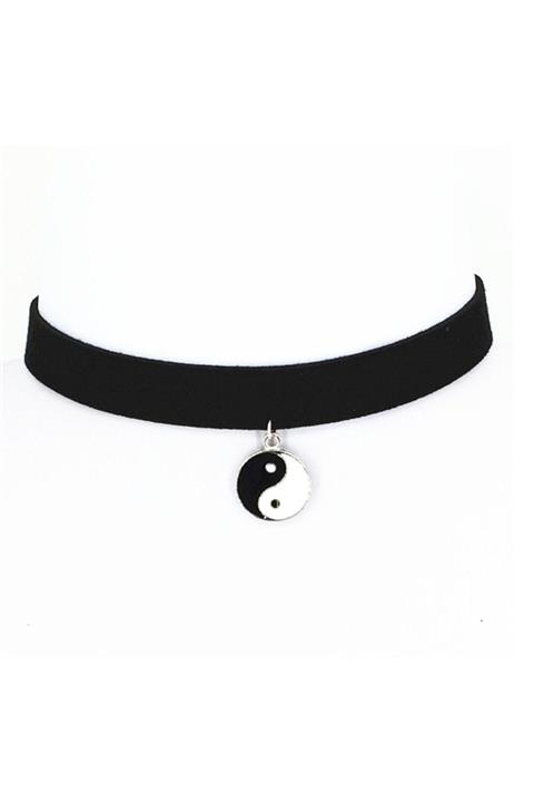 ema Yin Yang Siyah Kadife Kurdele Choker Kolye Tr32966911269