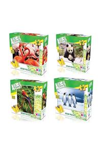 KS Puzzle Animal Planet 100 Parçalı 4 ' Lü Set 24x34 (flamingo-panda-papağan-penguen)