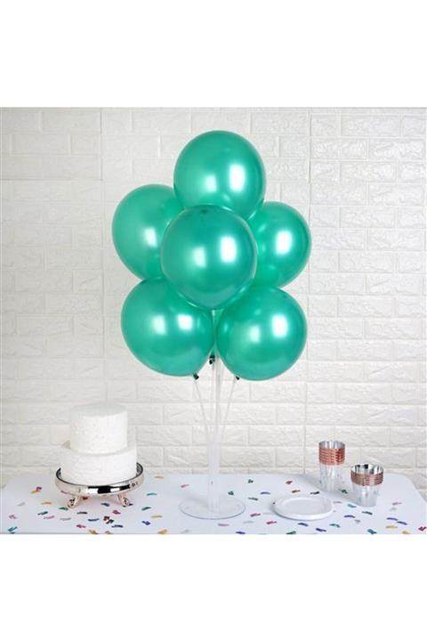 Bihızlı 105 Cm Ayaklı Balon Standı + 7 Adet Metalik Balon ( Yeşil Renk )