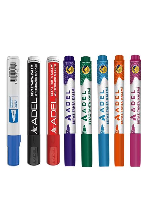 Adel Beyaz Tahta Kalemi Seti 8 Renk(KIRMIZI/MAVİ/SİYAH/YEŞİL/MOR/TURUNCU/MAGENTA/AÇIK MAVİ)