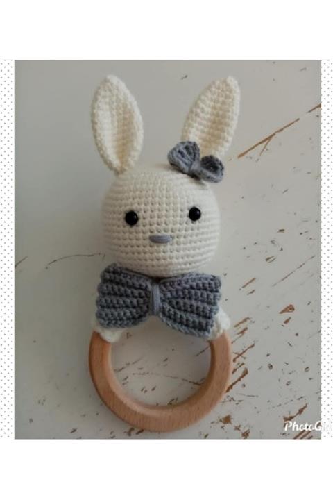 biricikkbebe Amigurumi Çıngırak Isimli Emzik Zinciri Ahsap Diş Kaşıyıcı