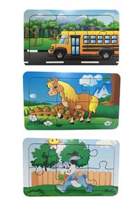 Trendy Toys Ahşap Puzzle Ilk Yapbozum 3 Adet 6 Parçalı 18x11cm