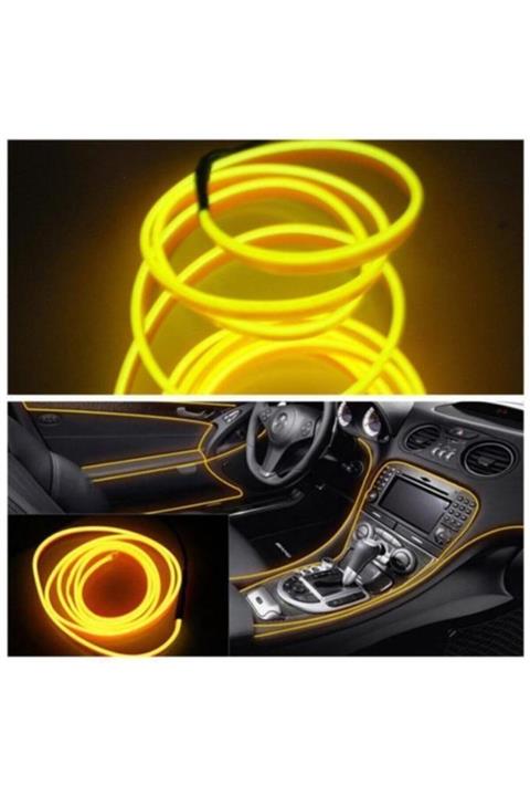 Techmaster Araç Içi Torpido Şerit Ledi Renkli Ip Neon Led 2 Metre Sarı
