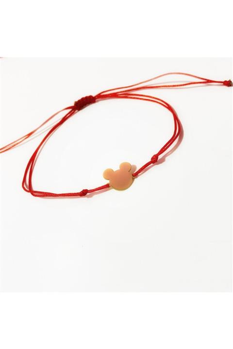 KaryaGümüş Kırmızı Ip Mickey Gümüş Halhal