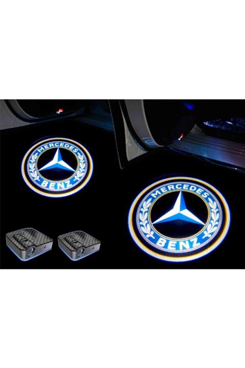 Sm Motors Mercedes-benz Araçlar Için Pilli Yapıştırmalı Kapı Altı Led Logo-markana Özel Sticker Hediye-
