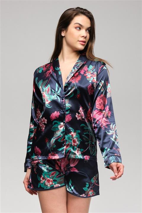 C&City Kadın Lacivert Blume Letya Gömlek