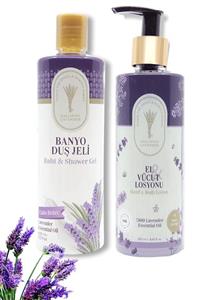 Gallipoli Lavender Bitkisel Lavanta Duş Jeli Aroma Therapy Rahatlatıcı Jel 400 Ml + Lavanta Yağlı El Vücut Kremi 250 Ml