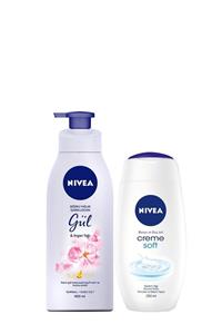 Nivea Duşta Vücut kremi 400 ml + Duş Jeli Crème Soft 250 ml