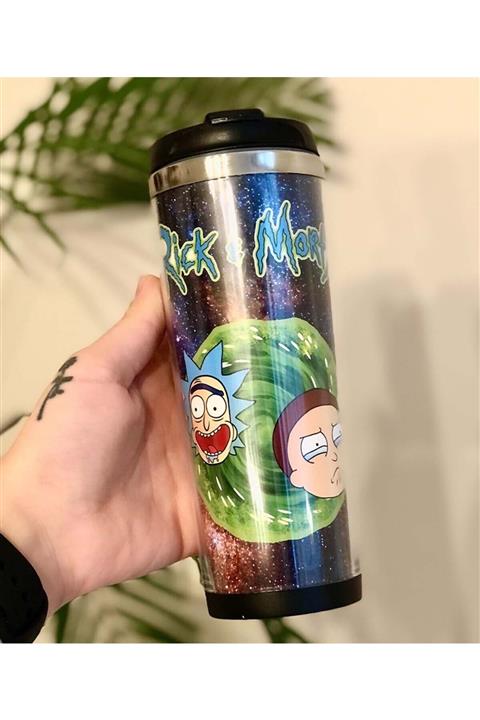 Patladı Gitti Rick And Morty Tasarımlı 400 ml Çelik Mug Bardak