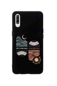 mooodcase Samsung A70 Uyumlu Sunset Wave Premium Silikonlu Siyah Telefon Kılıfı