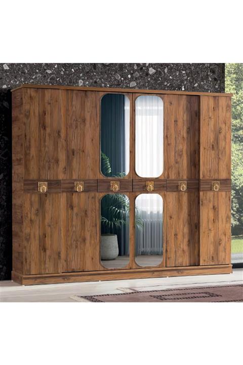 Çiftci Ticaret Ceviz Renk %100 Mdf 5 Parça Kapaklı Yatak Odası Takımı