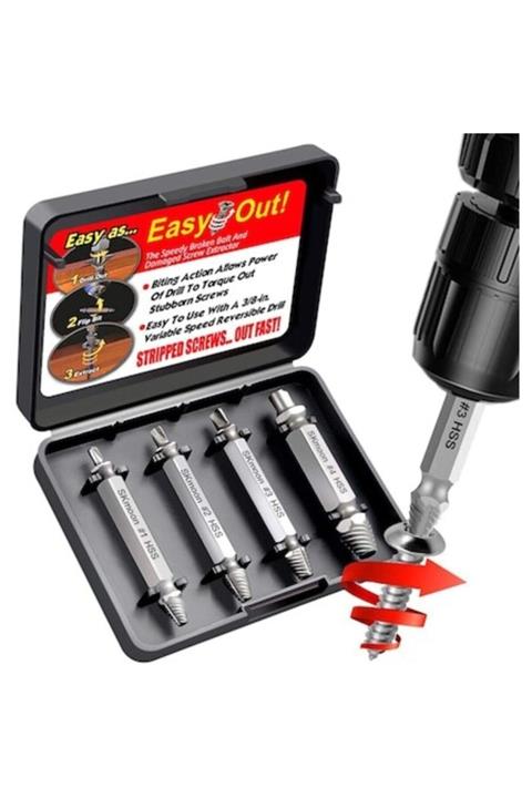 Hırdavat Ters Kılavuz Hasar Görmüş Vida Sökme Aparatı 4 Parça
