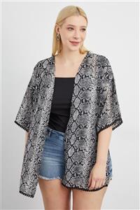 Curly Yılan Desen Kimono