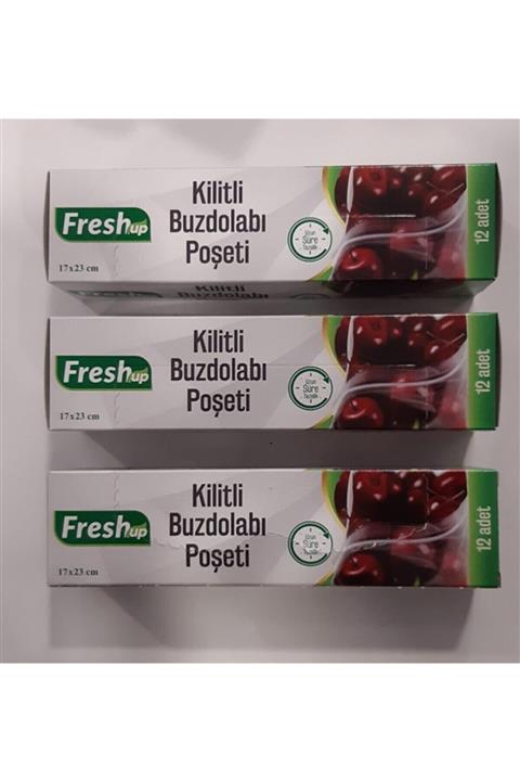 Fresh Up Fresh-up 17x23 Küçük Boy Kilitli Buzdolabı Poşeti 3'lü Set