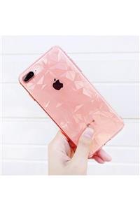 Go Aksesuar Iphone 7 Plus / 8 Plus Uyumlu 3d Dokulu Pembe Şeffaf Renkli Piramit Desen Kılıf