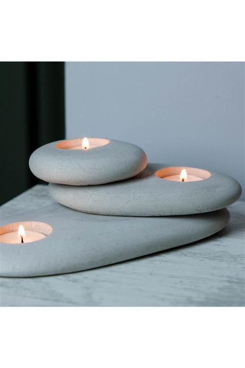 Ooze Atelier Ovoid Beton Mumluk Tealight 3'lü Set