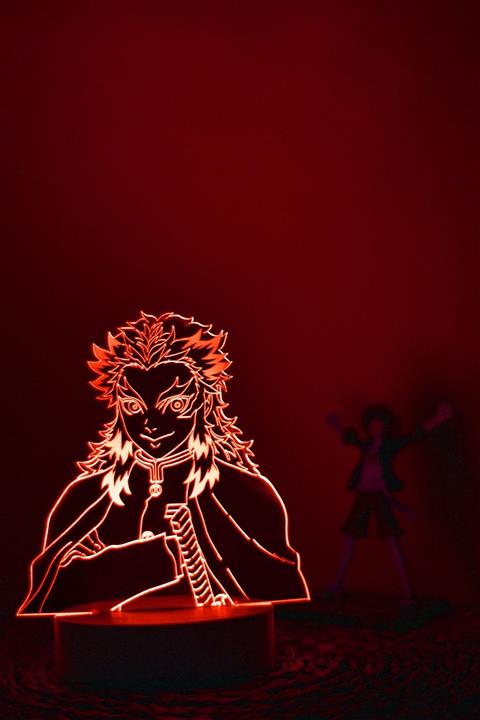 Yubi Design Kyojuro Rengoku , Demon Slayer - 3 Boyutlu Dekoratif Gece Lambası 3d