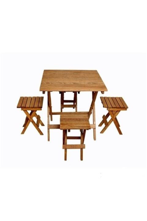 Merkezav Pratik Katlanır Ahşap Masa Sandalye