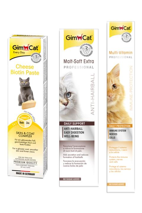 Gimcat Cheese Paste Biotin Peynirli Kedi Macunu 50 gr + Malt 100 gr + Vitamin 100 gr Paste
