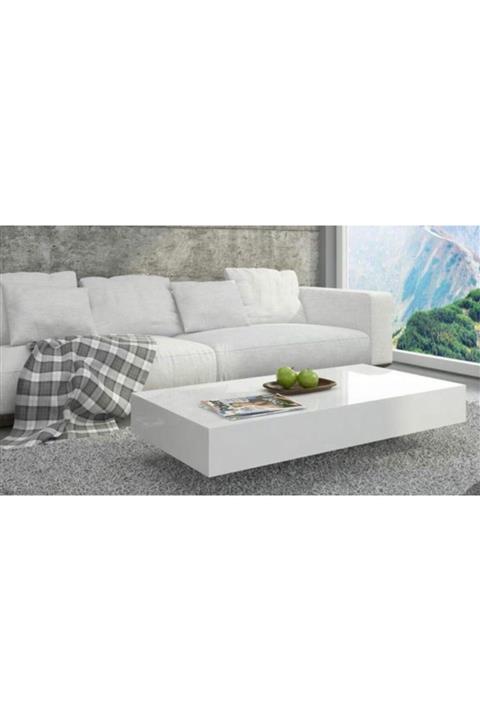 Gençtürk Luxury Beyaz Lake Orta Sehpa 75x145 Yükseklik 40 Cm