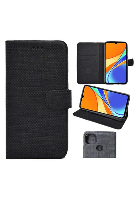 BarisTrend Xiaomi Redmi 9c Kumaş Desenli Standlı Kapaklı Cüzdanlı Kılıf