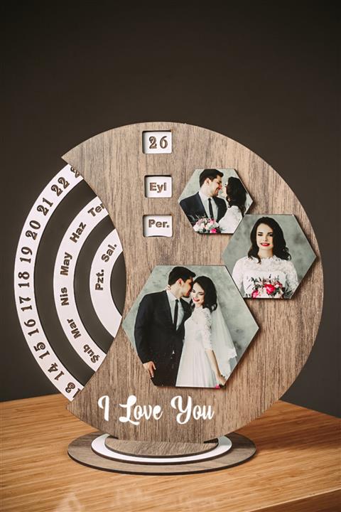 UTKU HEDİYE EVİ Fotoğraflı Sonsuz Ahşap Takvim