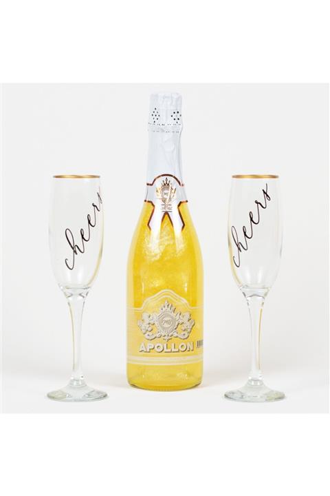 About The Gift Muz Aromalı Simli Gazlı İçecek Cheers Baskılı Kadeh