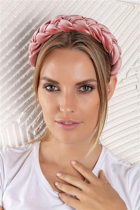 Modex Pembe Örgü Desenli Kadife Taç