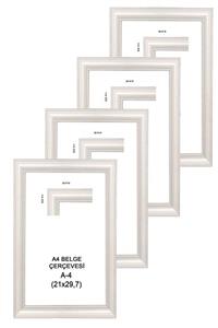 LİONKİNG 4 Adet 21x30 Cm-eskitme-krem-sertifika-4 Fotoğraf Çerçevesi