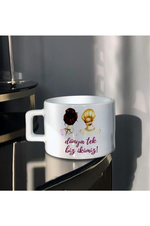 Hediyexpres Çay-kahve Dünya Tek Biz Ikimiz Tasarım Baskılı Fincan
