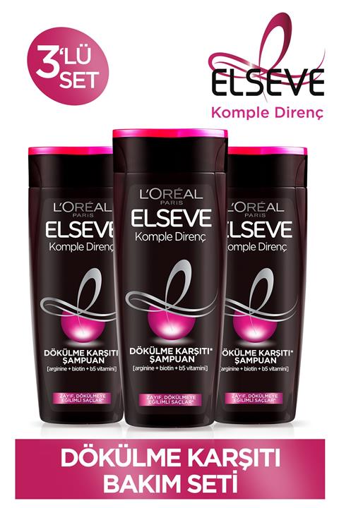 ELSEVE Komple Direnç Dökülme Karşıtı Şampuan 450 ml 3'lü Set