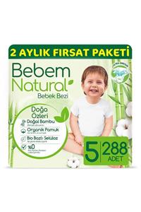 Bebem Natural Bebek Bezi 5 Beden Junior Aylık Fırsat Paketi 288 Adet