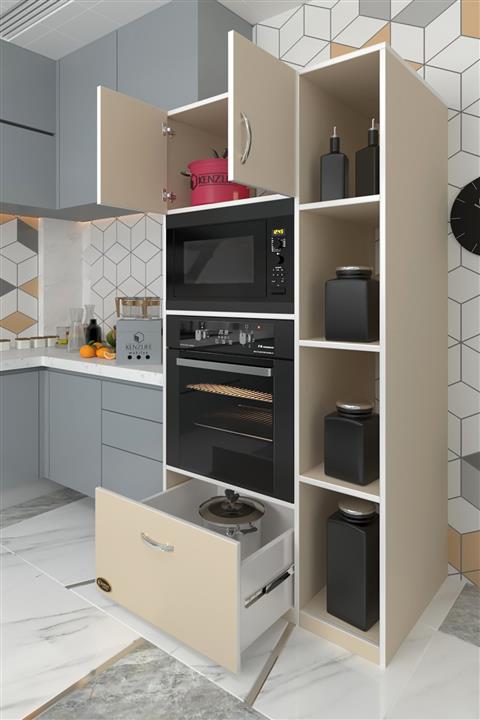 Kenzlife Fırın Dolabı Makbule Okr 180*90*56 Mutfak Çekmeceli Ayaklı Banyo Kiler Ofis