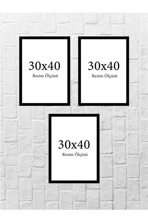 tablosetleri Siyah Renk 30x40cm 3 Adet Boş
