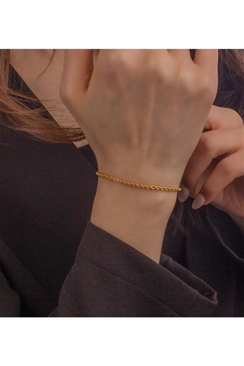 Feays Gold 8 Ayar Altın Burgu Zincirli Bileklik