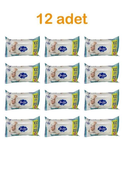 Seçkin Baby 12 Adet Alkolsüz Pamuklu Islak Mendil Havlu 100'lü