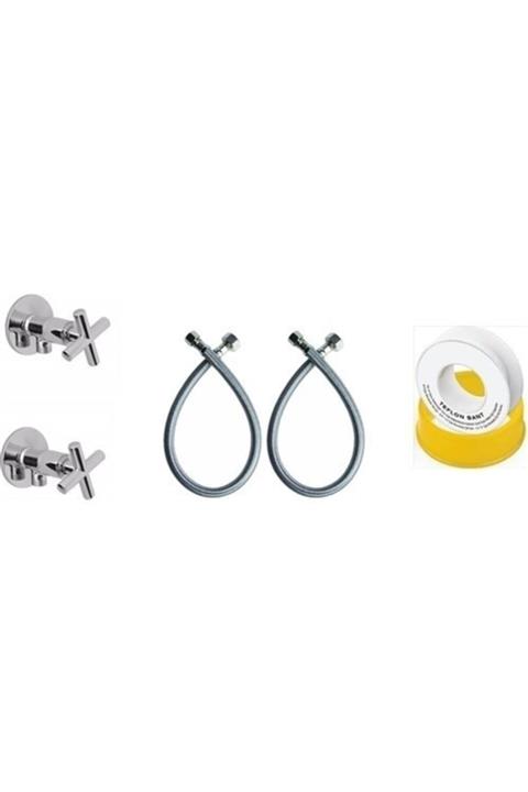 ARÇE BANYO Koçbaş Ara Musluk Taharet Musluğu 3-8 _3-8 50 Cm Flex Hortum Teflon Bant