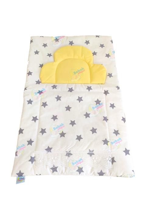 Bebek Atölyesi Bebekatölyesi Altaçma Minderi  Gri Yıldız Desenli Sarı Kombin