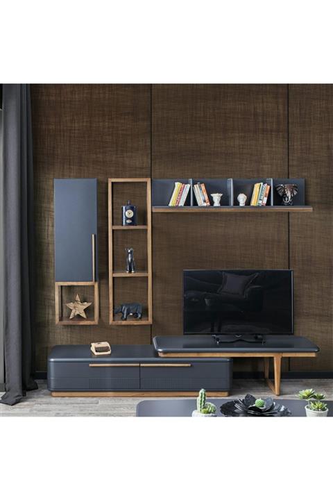 Lazenza Mobilya Ceviz Antrasit Stokholm Tv Ünitesi