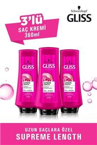 Gliss Supreme Length Uzun Saçlara Özel Saç Kremi 360 ml 3'lü