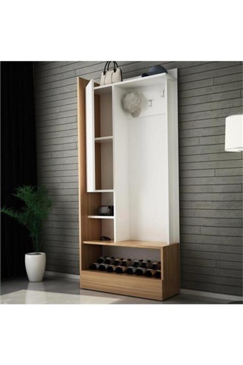 EFSER MOBİLYA -break Portmanto -teak / Beyaz