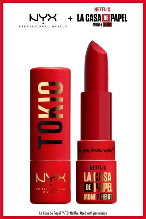 NYX Professional Makeup La Casa De Papel Paper Lipstick Saten Krem Ruj Tokyo- Rebel Red